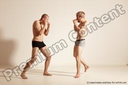 Underwear Martial art Man - Man White Moving poses Slim Short Blond Dynamic poses Academic